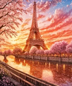 Eiffel Tower Sunset Art Diamond Painting