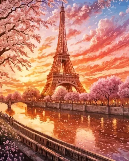 Eiffel Tower Sunset Art Diamond Painting