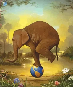 Elephant Balancing Diamond Painting