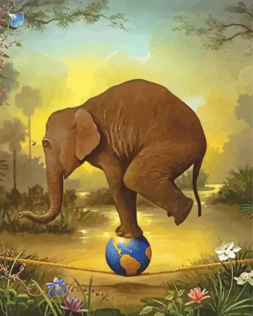Elephant Balancing Diamond Painting