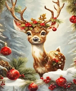 Elk Christmas Snow Diamond Painting
