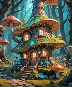 Enchanted Forest House Art Diamond Painting