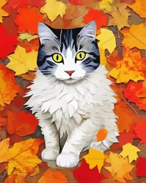 Fall Cat Diamond Painting