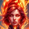 Fire And Girl Diamond Painting