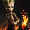 Fire Groot Art Diamond Painting