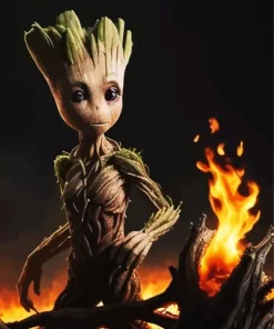 Fire Groot Art Diamond Painting