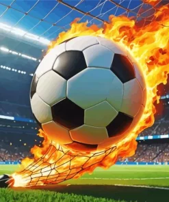 Fire Soccer Ball Art Diamond Painting