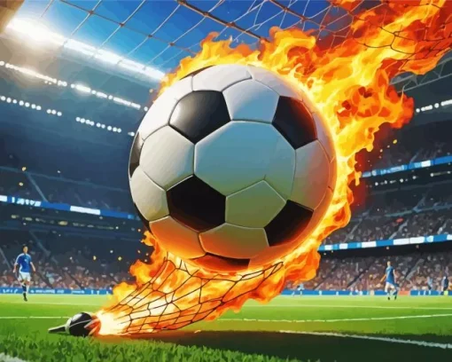 Fire Soccer Ball Art Diamond Painting
