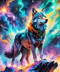 Galaxy Wolf Diamond Painting