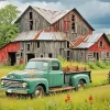 Green Truck Barn Diamond Painting
