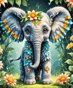 Grey Fairy Elephant Diamond Painting