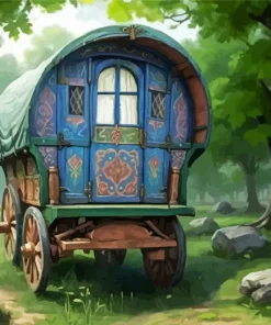 Gypsy Wagon In Forest Diamond Painting