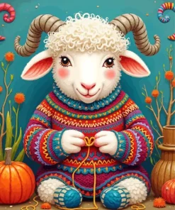 Knitting Sheep Diamond Painting