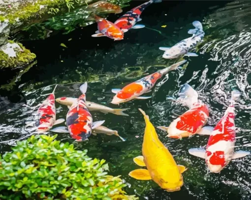Koi Fishes Pond Diamond Painting