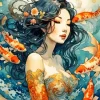 Koi Mermaid Lady Diamond Painting