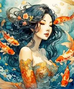 Koi Mermaid Lady Diamond Painting
