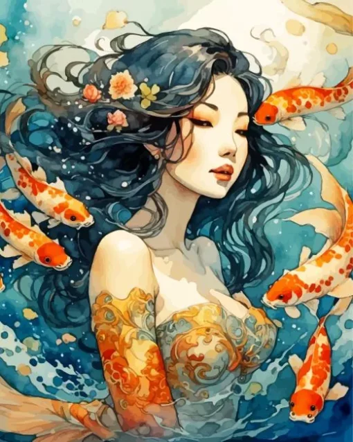 Koi Mermaid Lady Diamond Painting