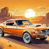 Orange Mustang Car Diamond Painting