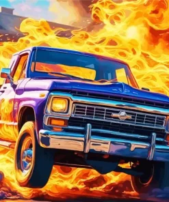 Purple Fire Truck Diamond Painting