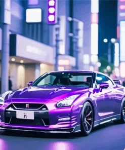 Purple Nissan Gtr Car Diamond Painting