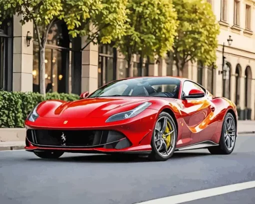 Red Ferrari 812 Diamond Painting