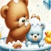 Teddy Bears Bathing Diamond Painting