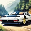 White Ferrari 308 Art Diamond Painting