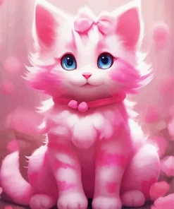 Adorable Pink Cat Diamond Painting
