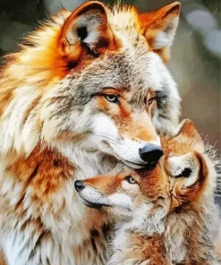 Brown Wolves Diamond Painting