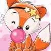 Cartoon Fox Bubble Gum Diamond Painting