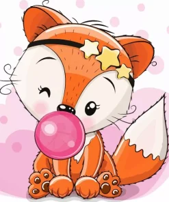Cartoon Fox Bubble Gum Diamond Painting
