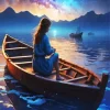 Girl Sitting In A Brown Boat Diamond Painting