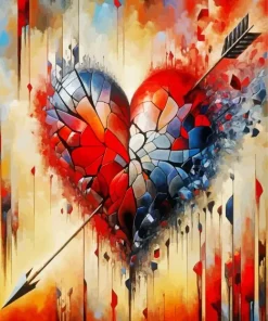 Broken Heart With Arrow Diamond Painting