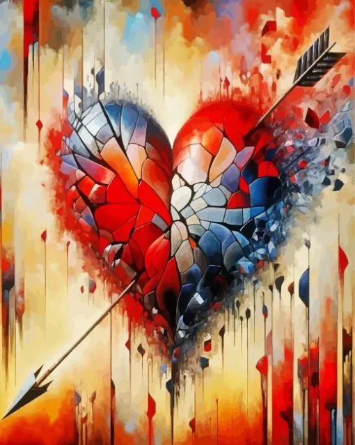 Broken Heart With Arrow Diamond Painting