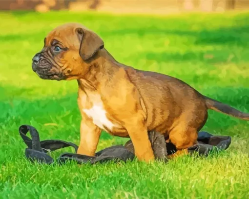 Brown Boxer Puppy Diamond Painting