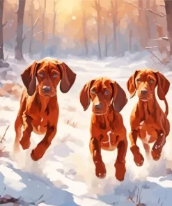 Brown Coonhound Dogs Diamond Painting