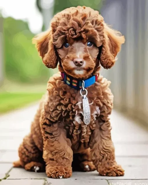 Brown Curly Poodle Dog Diamond Painting