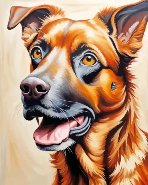 Brown Dog Face Diamond Painting