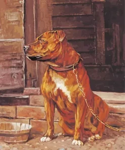 Brown Stafford Dog Art Diamond Painting
