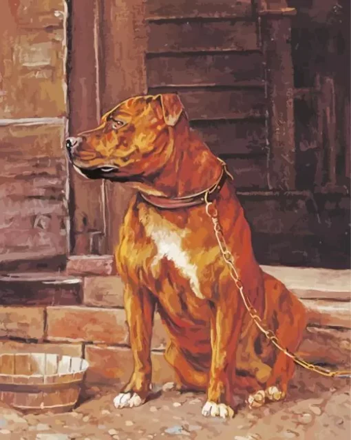 Brown Stafford Dog Art Diamond Painting
