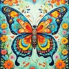 Colorful Folk Art Butterfly Art Diamond Painting