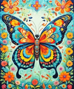 Colorful Folk Art Butterfly Art Diamond Painting