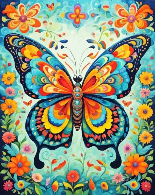 Colorful Folk Art Butterfly Art Diamond Painting
