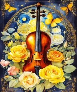 Cool Flowers Violin Diamond Painting