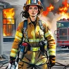 Firefighter Woman Art Diamond Painting
