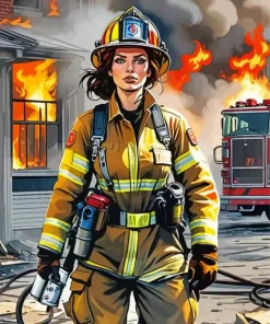 Firefighter Woman Art Diamond Painting