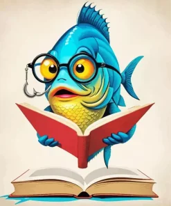 Fish With Glasses Reading Diamond Painting