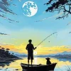 Fishing Silhouette Art Diamond Painting
