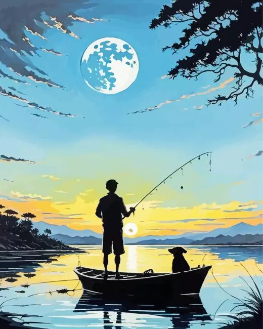fishing silhouette art Diamond Paintings Fishing Silhouette Art Diamond Painting