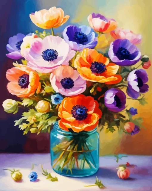 Flowers On Glass Diamond Painting